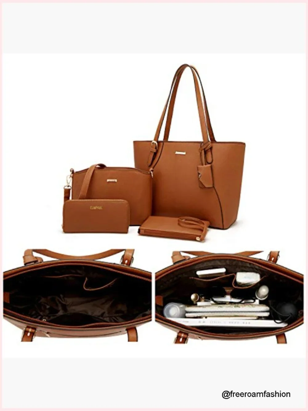4Pc Women Handbag Set Tote Satchel Shoulder Bag Wallet